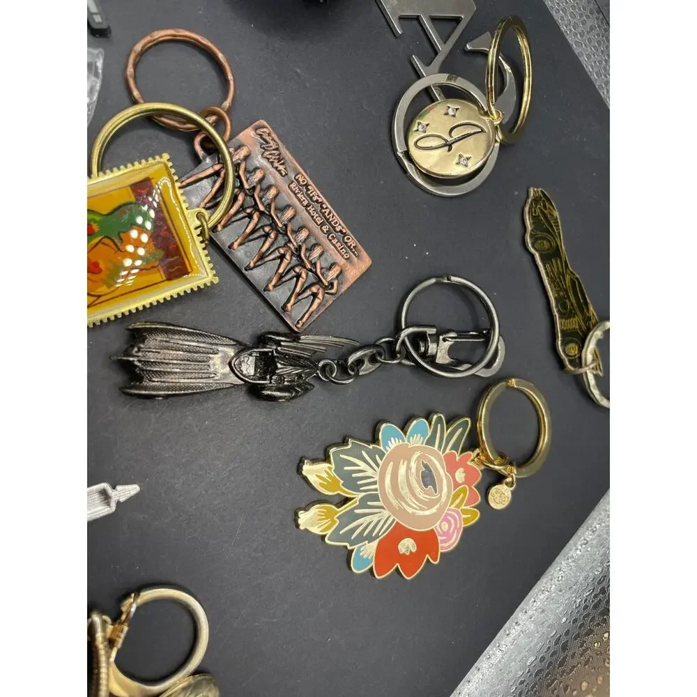 Lot Of 13 Keychains Mixed Assortment Style Vintage to Modern Gold Silver Tone